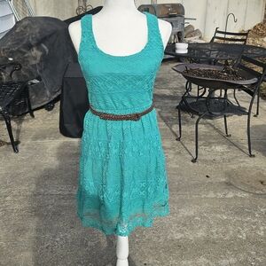 Elegant Teal Lace Dress